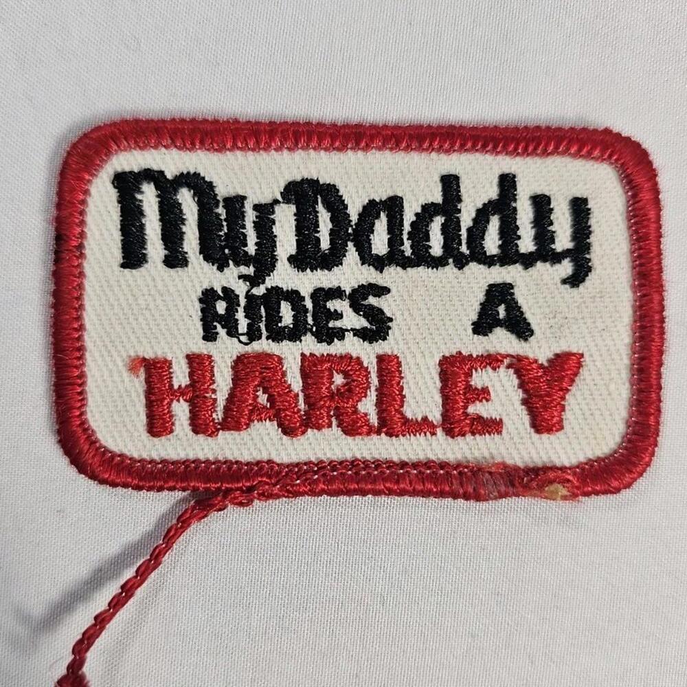 Vtg "My Daddy Rides A HARLEY" Patch. Retro Small Harley Davidson Sew On Patch